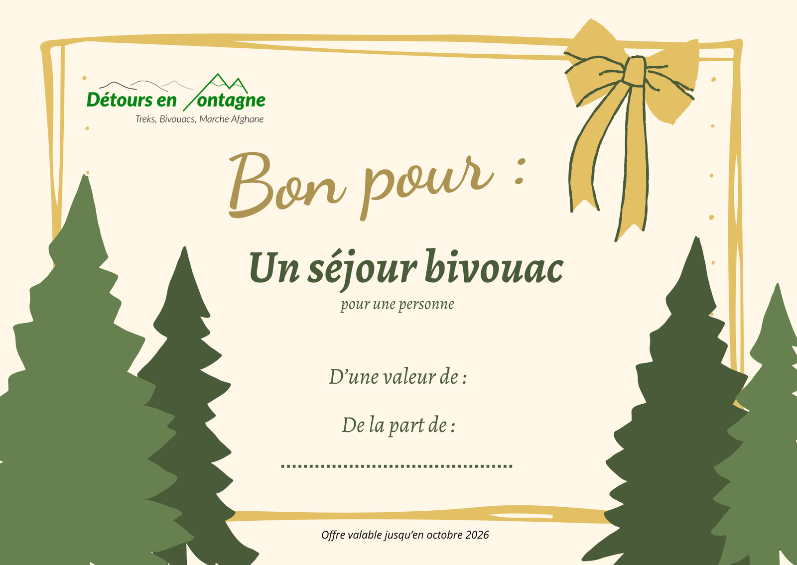 Carte cadeau bivouac